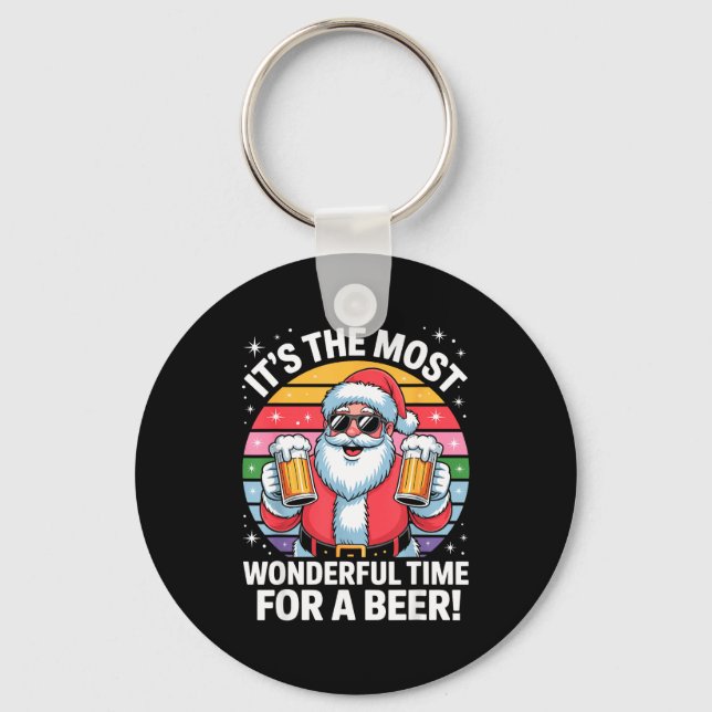 Chaveiro Funny Time For A Beer Santa Christmas  (Frente)