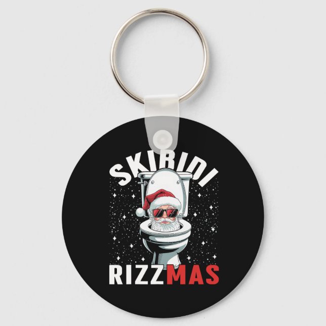 Chaveiro Funny Toilet Santa Skibidi Rizzmas White Elephant  (Frente)