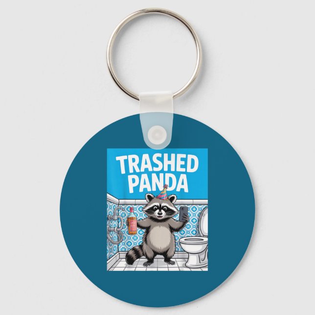 Chaveiro Funny Trashed Panda Raccoon Gets Drunk  (Frente)
