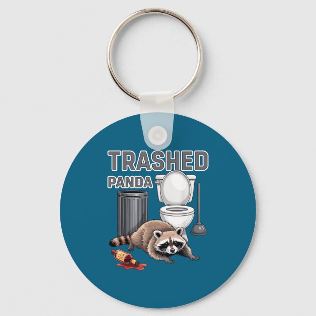 Chaveiro Funny Trashed Panda Raccoon Gets Drunk  (Frente)