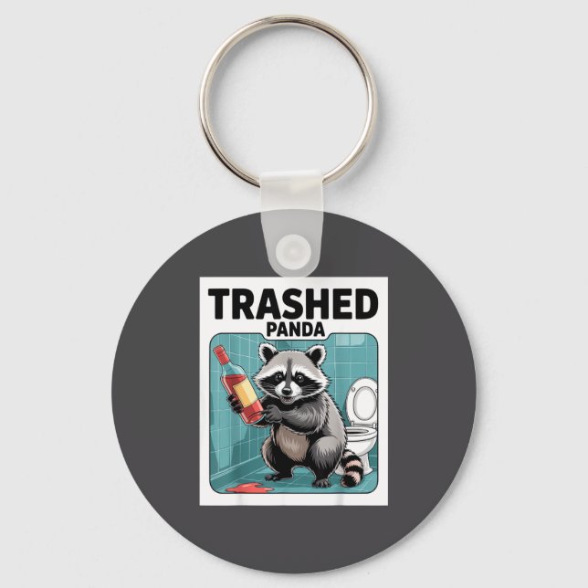 Chaveiro Funny Trashed Panda Raccoon Gets Drunk  (Frente)