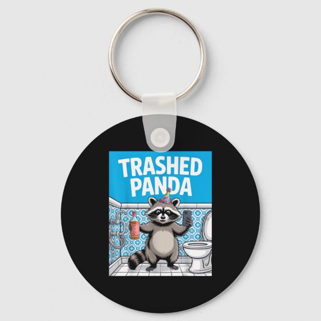 Chaveiro Funny Trashed Panda Raccoon Gets Drunk 1ff512797a7 (Frente)
