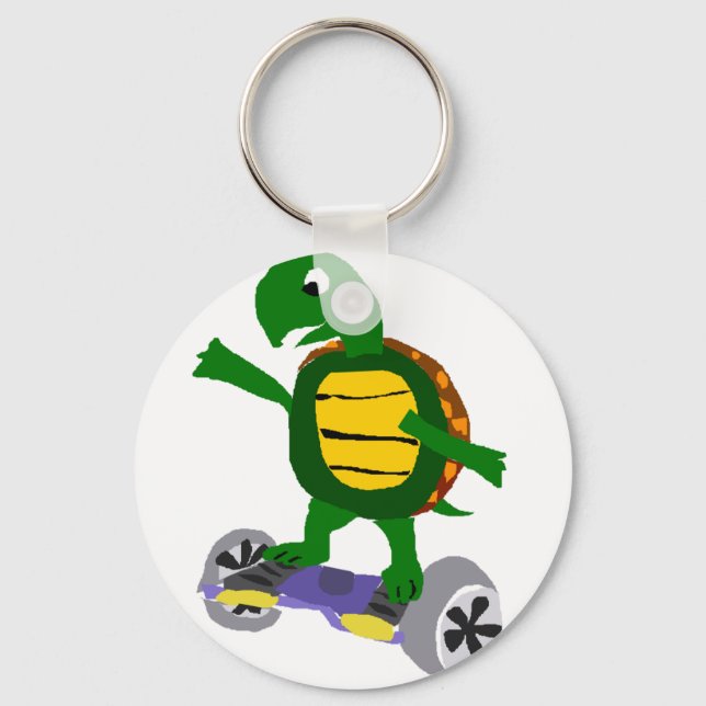 Chaveiro Funny Turtle on Hoverboard Original Art (Frente)