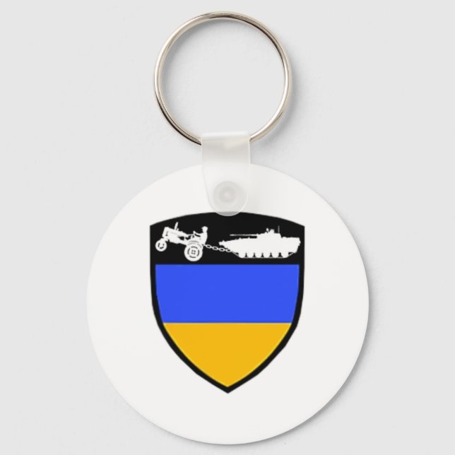 Chaveiro Funny Ukraine Farmer Tractor Towing Tank Meme  (Frente)