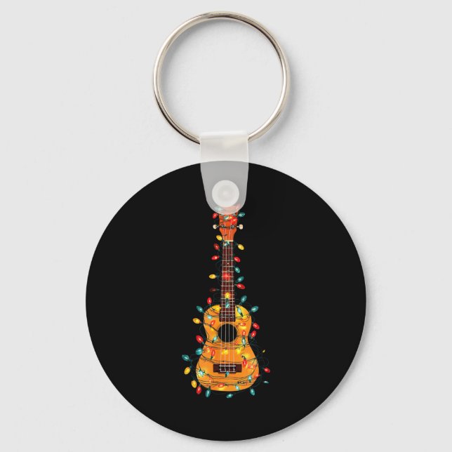 Chaveiro Funny Ukulele Christmas Graphics Lights Lover Play (Frente)