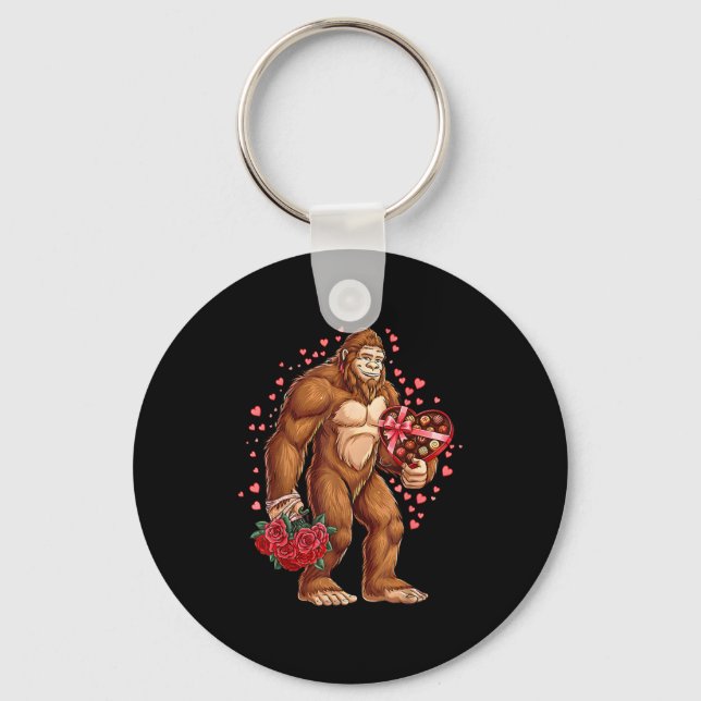 Chaveiro Funny Valentines Day Bigfoot Heart Love Sasquatch  (Frente)