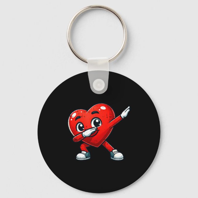 Chaveiro Funny Valentines Day Dabbing Heart Lover Men Kids  (Frente)