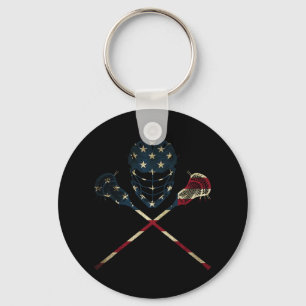 Chaveiro Funny Vintage American Flag Lacrosse Esportes Nos