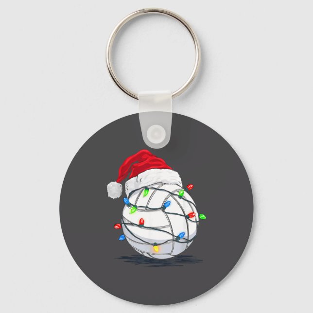 Chaveiro Funny Volleyball Ball Christmas Graphics Lights Lo (Frente)