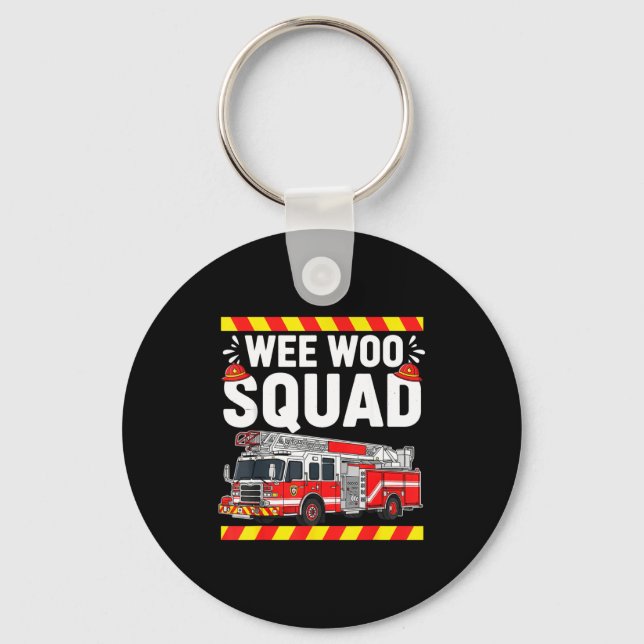 Chaveiro Funny Wee Woo Squad Fire Department Firefighter Fi (Frente)