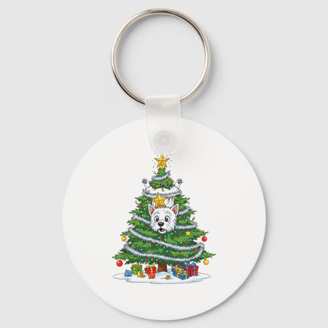 Chaveiro Funny West Highland White Terrier Dog Christmas Tr (Frente)