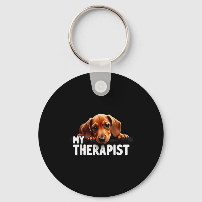Chaveiro Funny Wiener Puppy My Therast Dachshund Dog  (Frente)