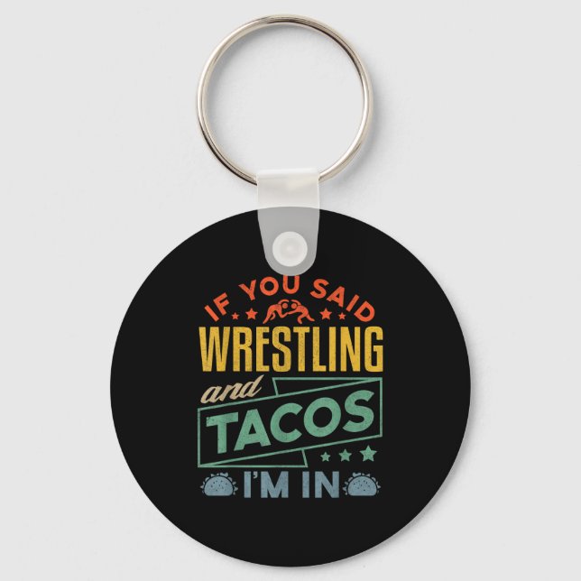 Chaveiro Funny Wrestling And Tacos Shirt Wrestle Retro Men  (Frente)