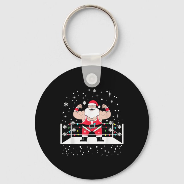 Chaveiro Funny Wrestling Santa Xmas Lights Wrestling Christ (Frente)
