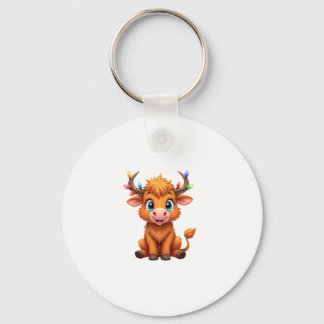 Chaveiro Funny Xmas Cow Lights Boys Girls Cute Highland Cow
