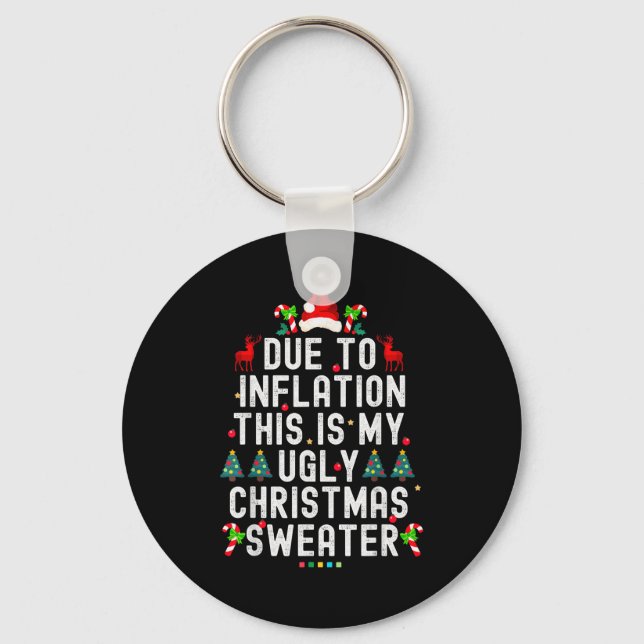 Chaveiro Funny Xmas Due To Inflation Ugly Christmas Sweater (Frente)