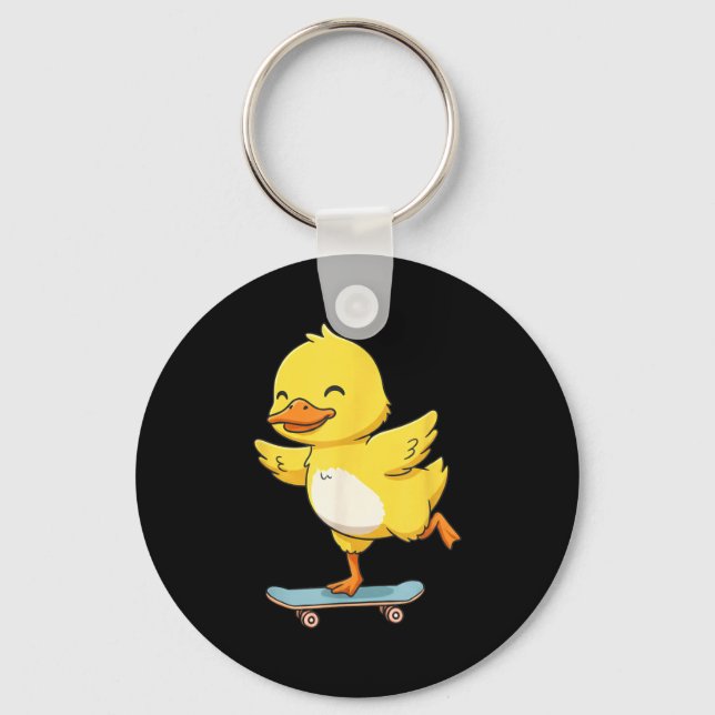 Chaveiro Funny Yellow Duck Skater Skateboard Ballerina Zoo  (Frente)