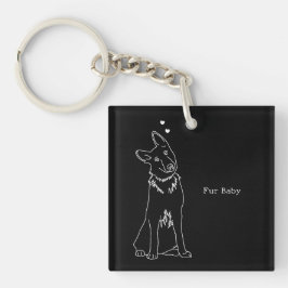 Chaveiro Fur Baby Dog Lover Simple Outline Design