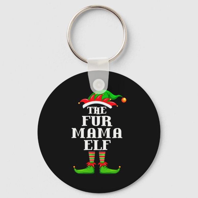 Chaveiro Fur Mama Elf Matching Family Group Christmas Party (Frente)