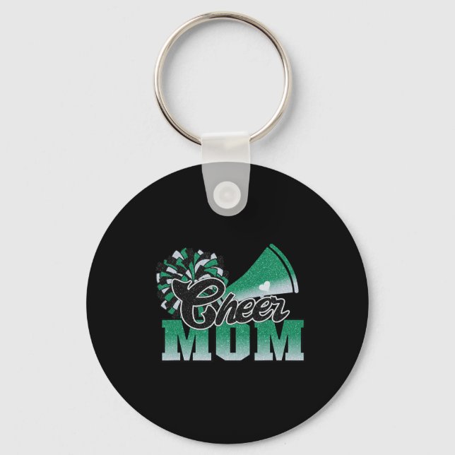 Chaveiro Futebol animado Mãe Verde Pom Preto Branco Leopard (Frente)