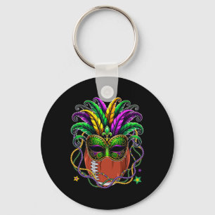 Chaveiro Futebol Ball Vestindo Mardi Gras Mascarado Miçanga