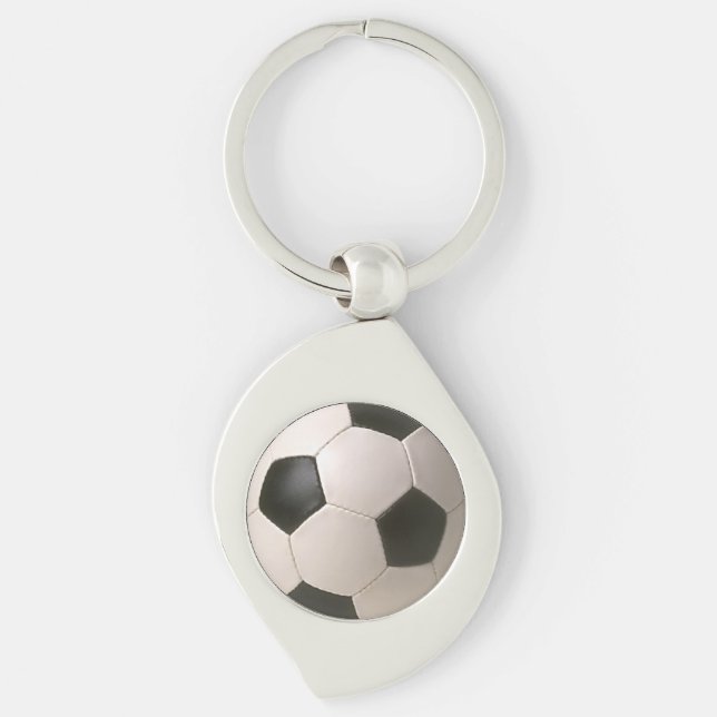 Chaveiro futebol branco preto de 3D Soccerball (Frente)