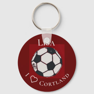 Chaveiro Futebol branco vermelho e preto personalizado