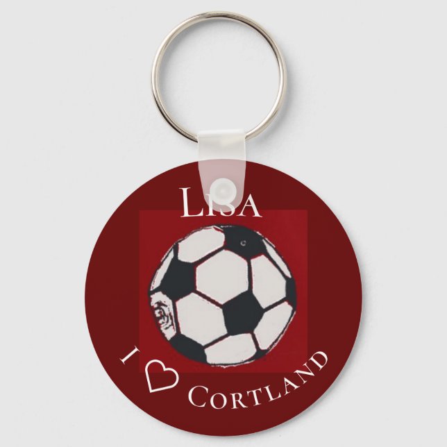 Chaveiro Futebol branco vermelho e preto personalizado (Frente)