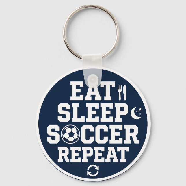 Chaveiro Futebol Citação Comer Dormir Repetir (Frente)