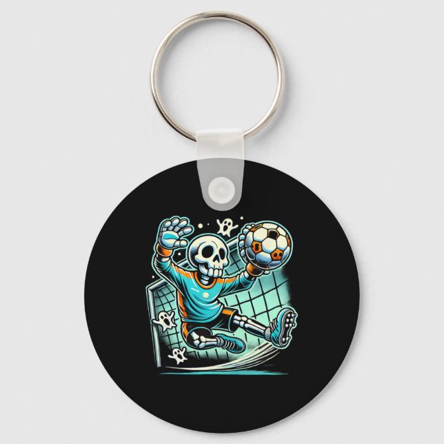 Chaveiro Futebol de Goleiro Esqueleto de Halloween (Frente)