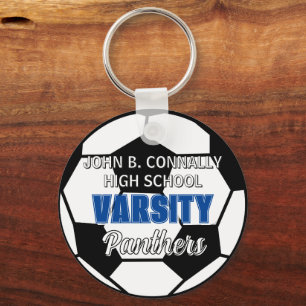 Chaveiro Futebol de Varsity Azul Personalizado para o Ensin