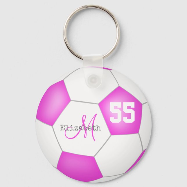 Chaveiro futebol feminino rosa e branco (Frente)