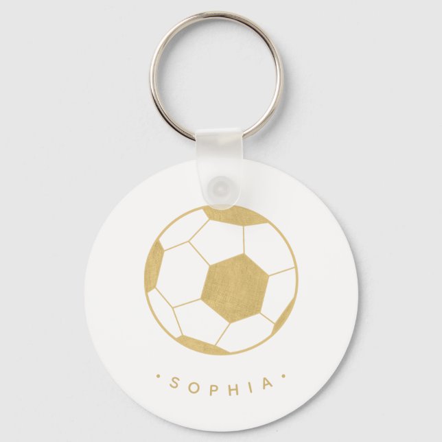 Chaveiro Futebol moderno personalizado Dourado (Frente)