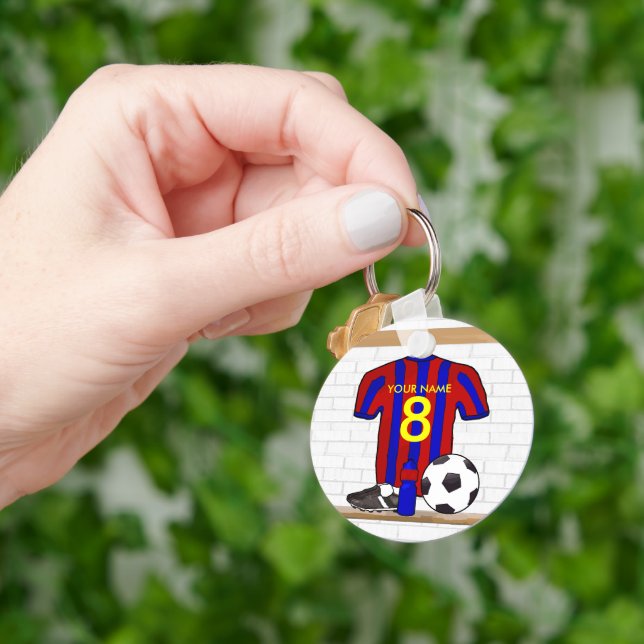 Chaveiro Futebol Red e Blue Personalizado Jersey (Mão)
