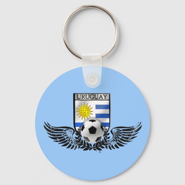 Chaveiro Futebol uruguaio emblema bandeira uruguaia (Frente)