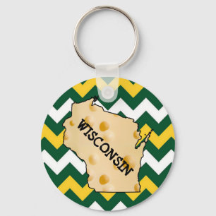Chaveiro Futebol verde e Dourado Cheesehead de Wisconsin