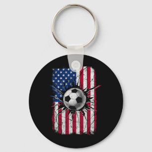 Chaveiro Futebol Vintage 4 De Julho Homens EUA Bandeira Ame