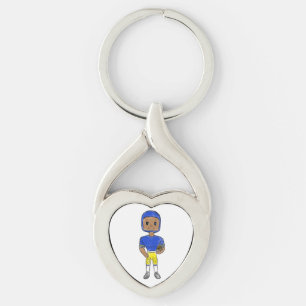 Chaveiro futebolista retrô vintage azul amarelo simples