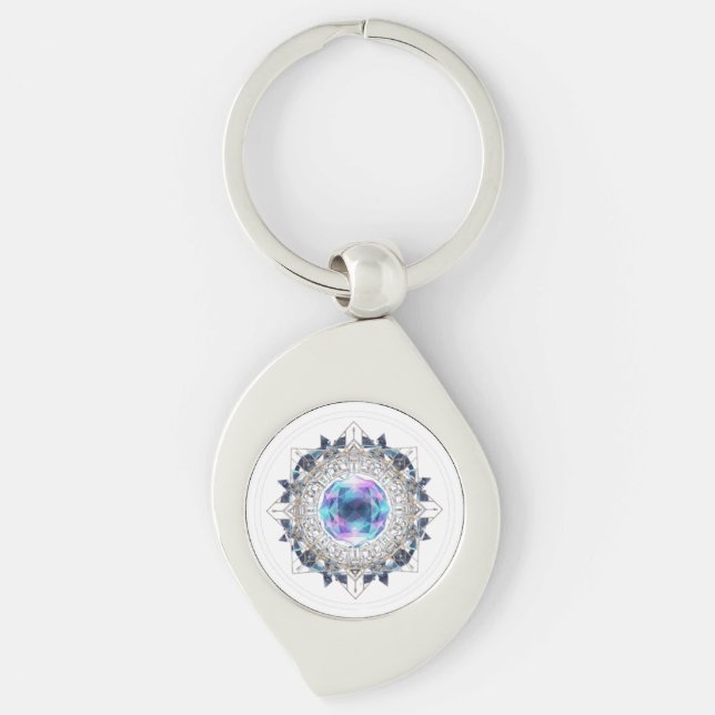 Chaveiro Futuristic Crystal Mandala – Geometric Tech Art (Frente)