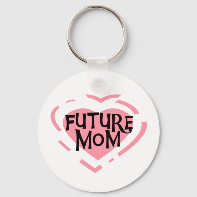 Chaveiro Futuro Mãe, Camisetas de Coração Rosa e Presentes (Frente)
