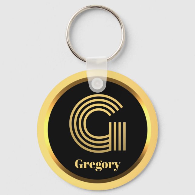 Chaveiro G Monograma Dourado Personalizado (Frente)