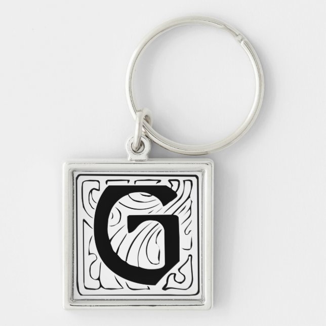 Chaveiro G Monogramm schwarz weiß Schlüsselanhänger (Frente)