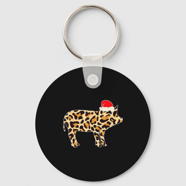Chaveiro G With Santa Hat Family Matching Christmas Leopard (Frente)