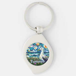 Chaveiro Gaivota Estilo Van Gogh Praia Personalizada