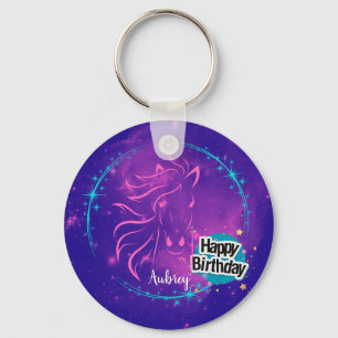Chaveiro Galáxia de Cavalos Aniversário Personalizado