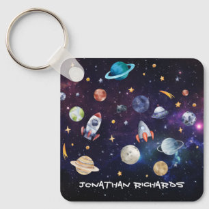 Chaveiro Galáxia Personalizada do Foguete do Espaço Exterio