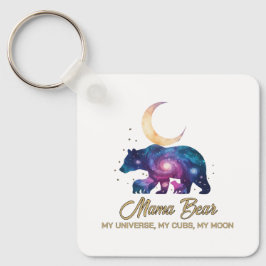 Chaveiro Galaxy Mama Bear & Cubs Moon Silhouette