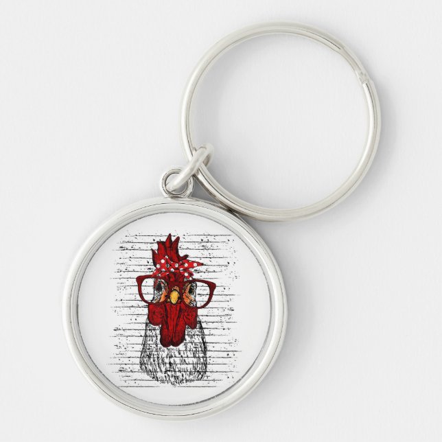 Chaveiro Galinha com bandana e óculos bonitos (Frente)