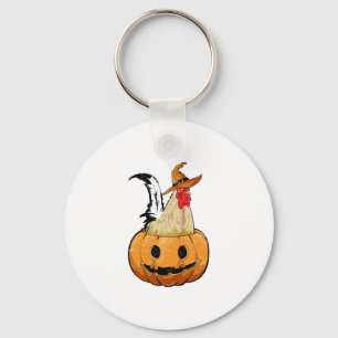 Chaveiro Galinha da Bruxa Bonitinha de Abóbora do Halloween