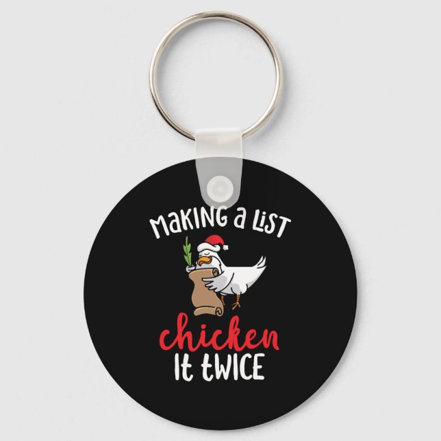 Chaveiro Galinha Duas Vezes Engraçada Design de Natal (Frente)